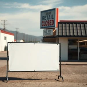 Share Your Event or Story Closed retail store sign representing business challenges in California.