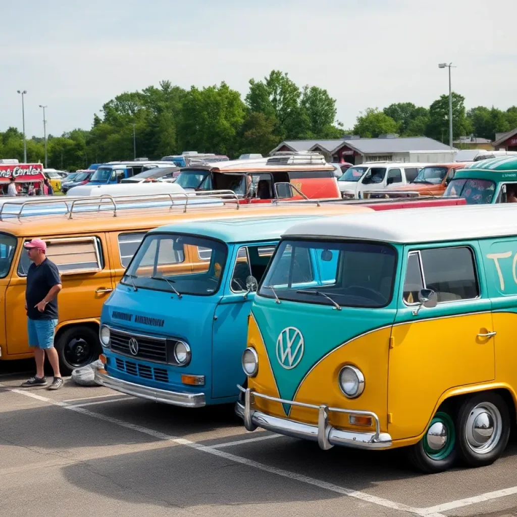 Custom vans showcased at the Bring Your Own Boogie Truck-In event