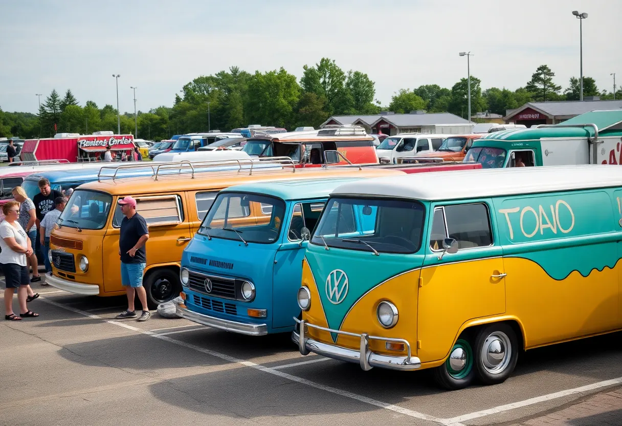 Custom vans showcased at the Bring Your Own Boogie Truck-In event