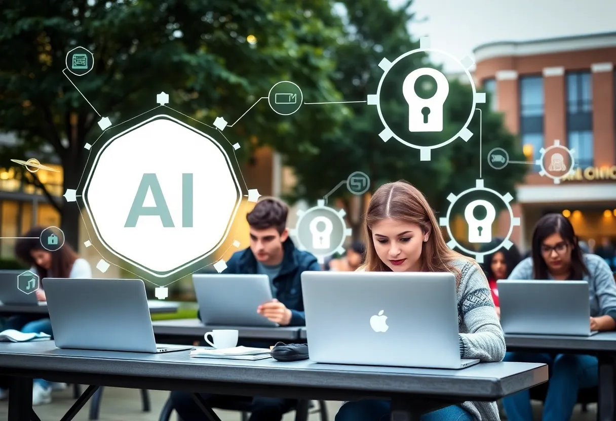 Students in a community college using AI technology to prevent financial aid fraud