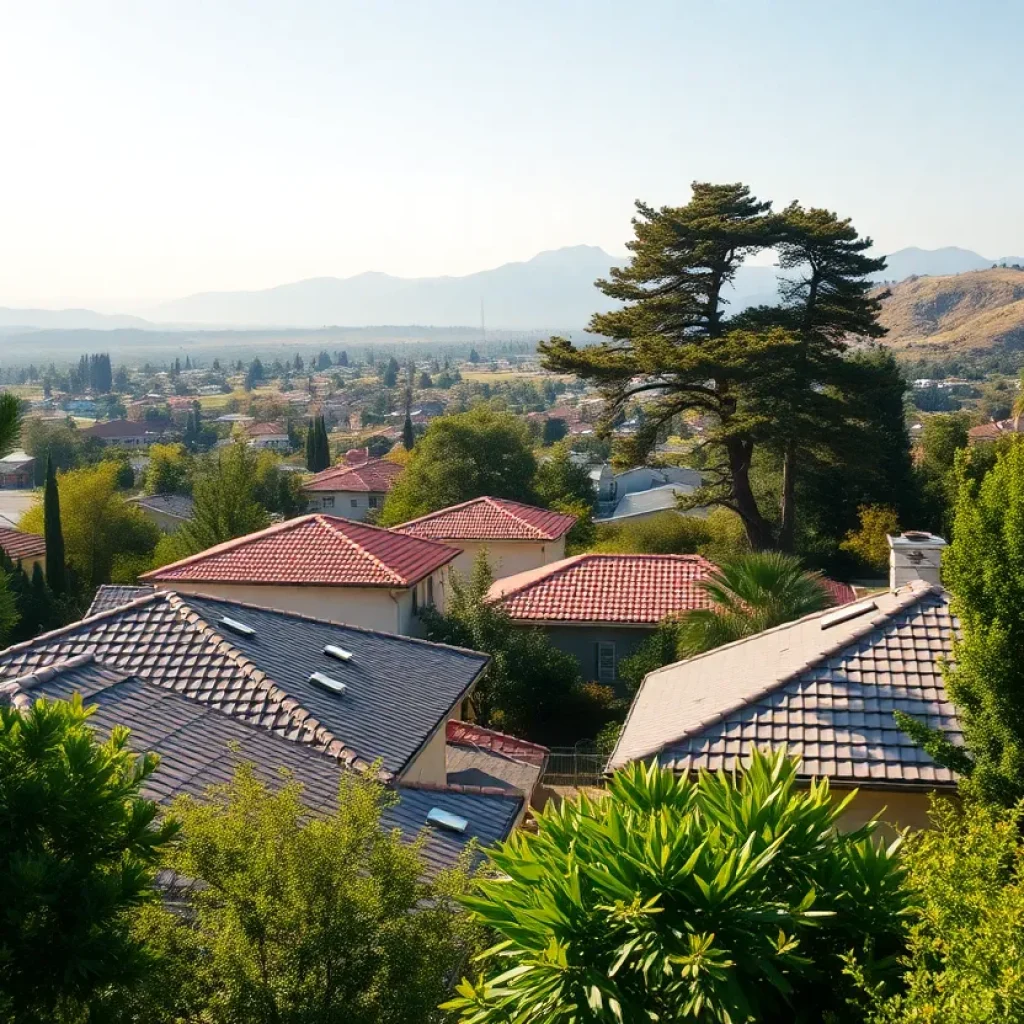 California landscape with fireproofing improvements in residential homes