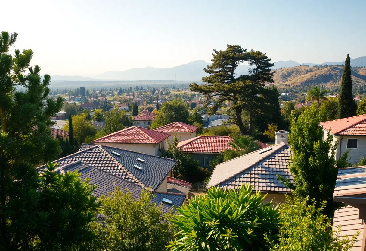 California landscape with fireproofing improvements in residential homes