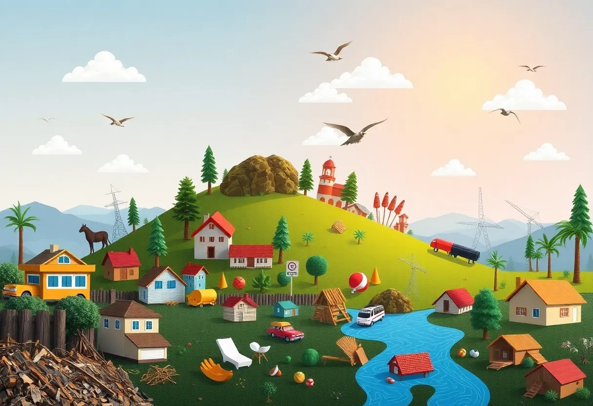 Illustration of California's insurance reforms with natural disasters and premium symbols