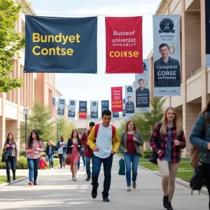 Students on a university campus reflecting on budget cuts affecting their education