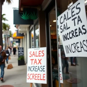 California cannabis store with customers shopping