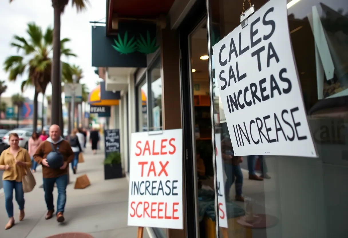 California cannabis store with customers shopping