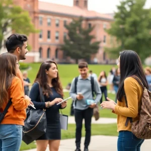 Students discussing civil discourse on campus