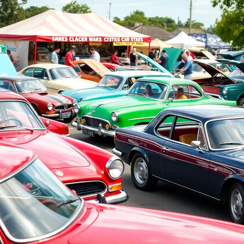 Vintage cars at the Cars and Coffee Classics event