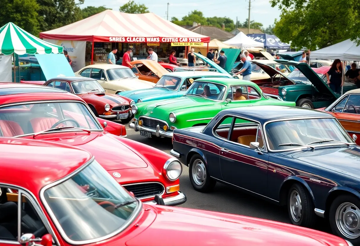 Vintage cars at the Cars and Coffee Classics event
