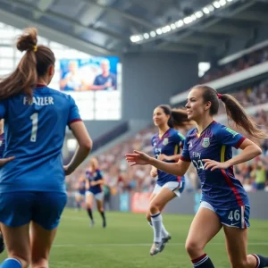 Players from CSUN Women's Soccer Team in action during a match