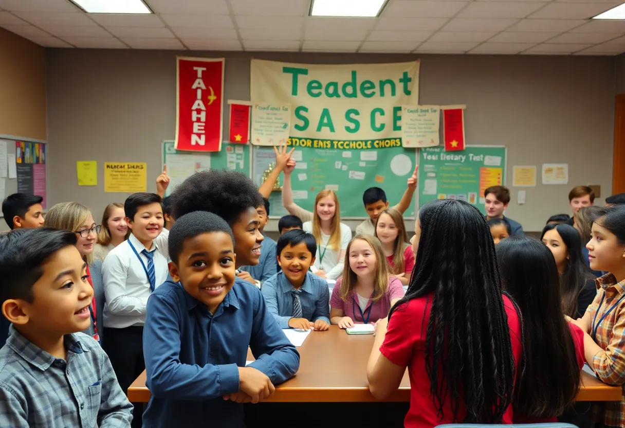 Students and teachers celebrating achievements at Davidson County Schools
