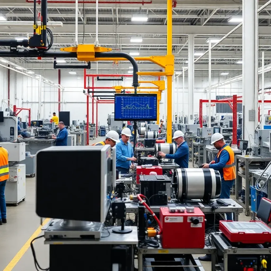 Workers at Econolite's new manufacturing facility in San Diego focusing on traffic management solutions.