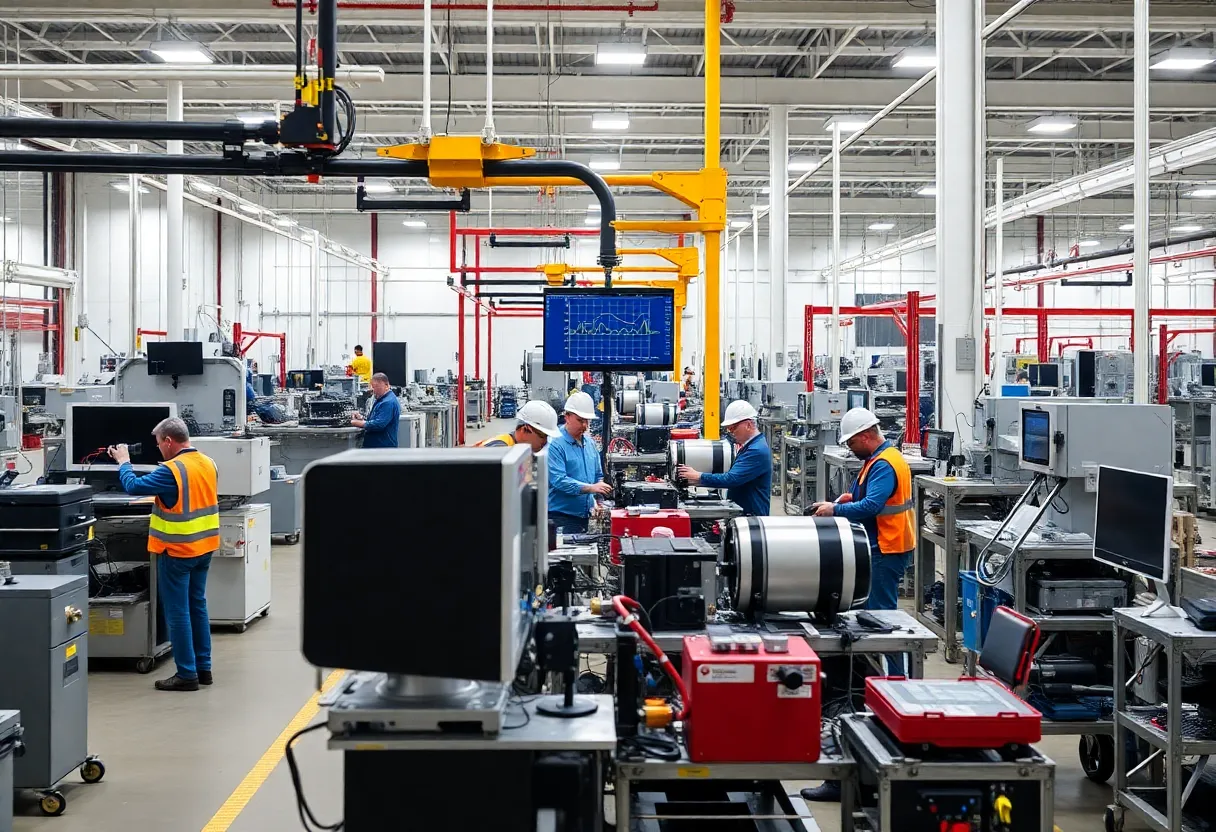 Workers at Econolite's new manufacturing facility in San Diego focusing on traffic management solutions.
