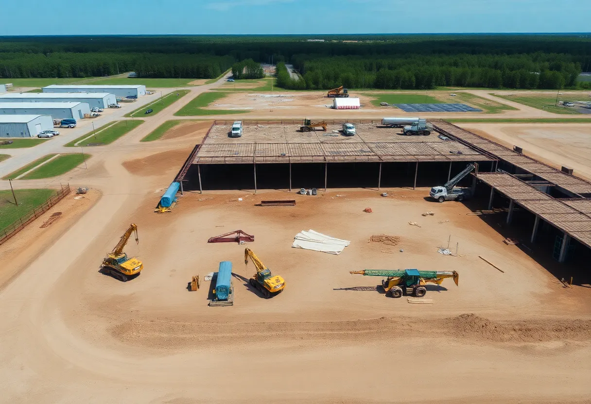 Aerial view of a vacant industrial site in Edgecombe County, North Carolina.