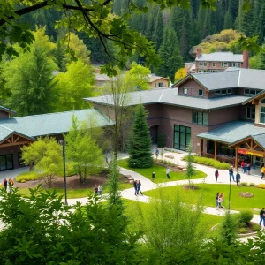 Beautiful view of Evergreen State College showcasing its campus and surrounding nature.