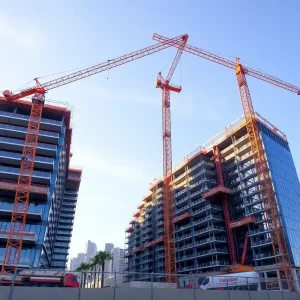 Construction workers at the Future U Project in Long Beach, California