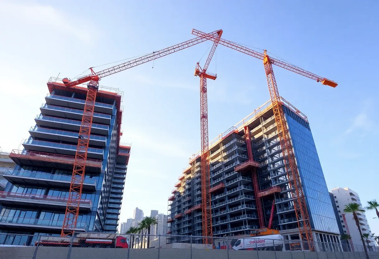 Construction workers at the Future U Project in Long Beach, California