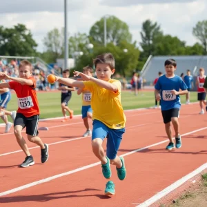 Young athletes from the Golden State Throwers competing at the National Junior Olympic Championships