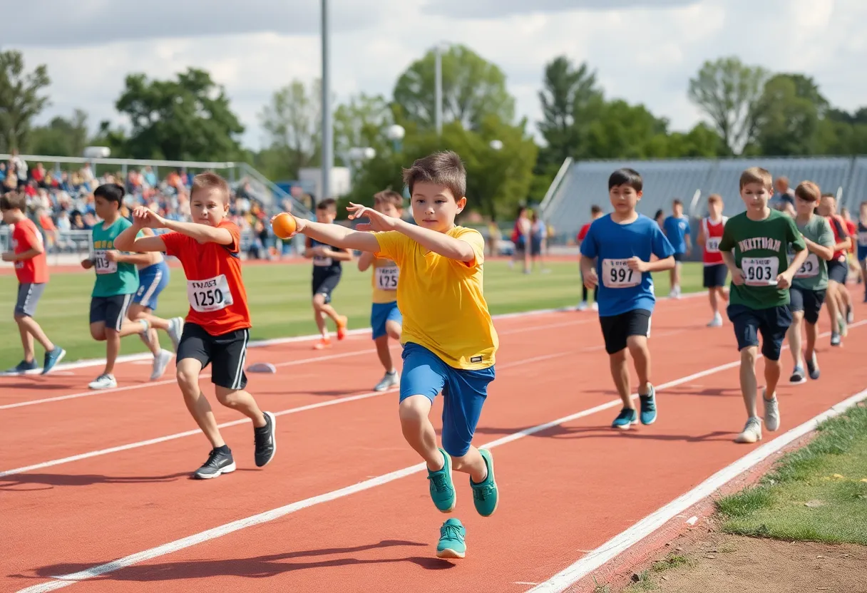 Young athletes from the Golden State Throwers competing at the National Junior Olympic Championships