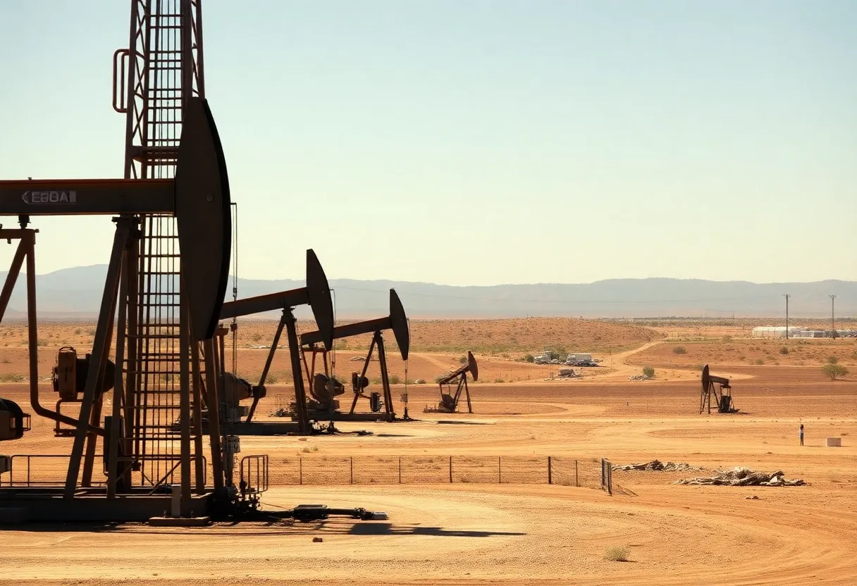 Oil drilling equipment in Kern County, California