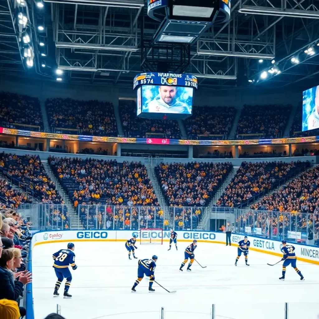Intense preseason hockey game between Los Angeles Kings and Anaheim Ducks