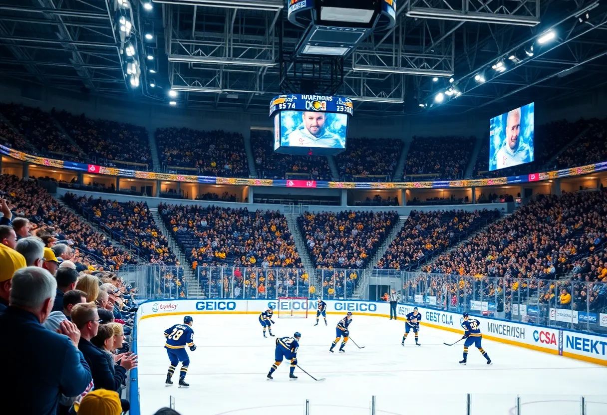 Intense preseason hockey game between Los Angeles Kings and Anaheim Ducks