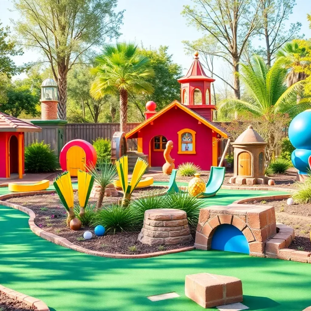 Colorful mini golf course themed on Pixar films at Disneyland Resort.