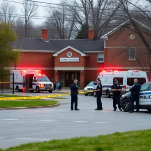 Police investigation scene near John Marshall Elementary School