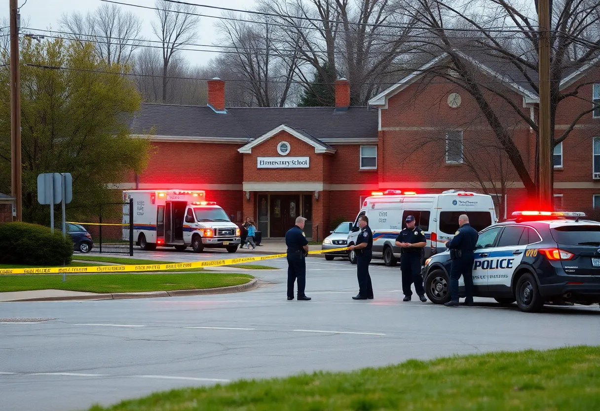 Police investigation scene near John Marshall Elementary School
