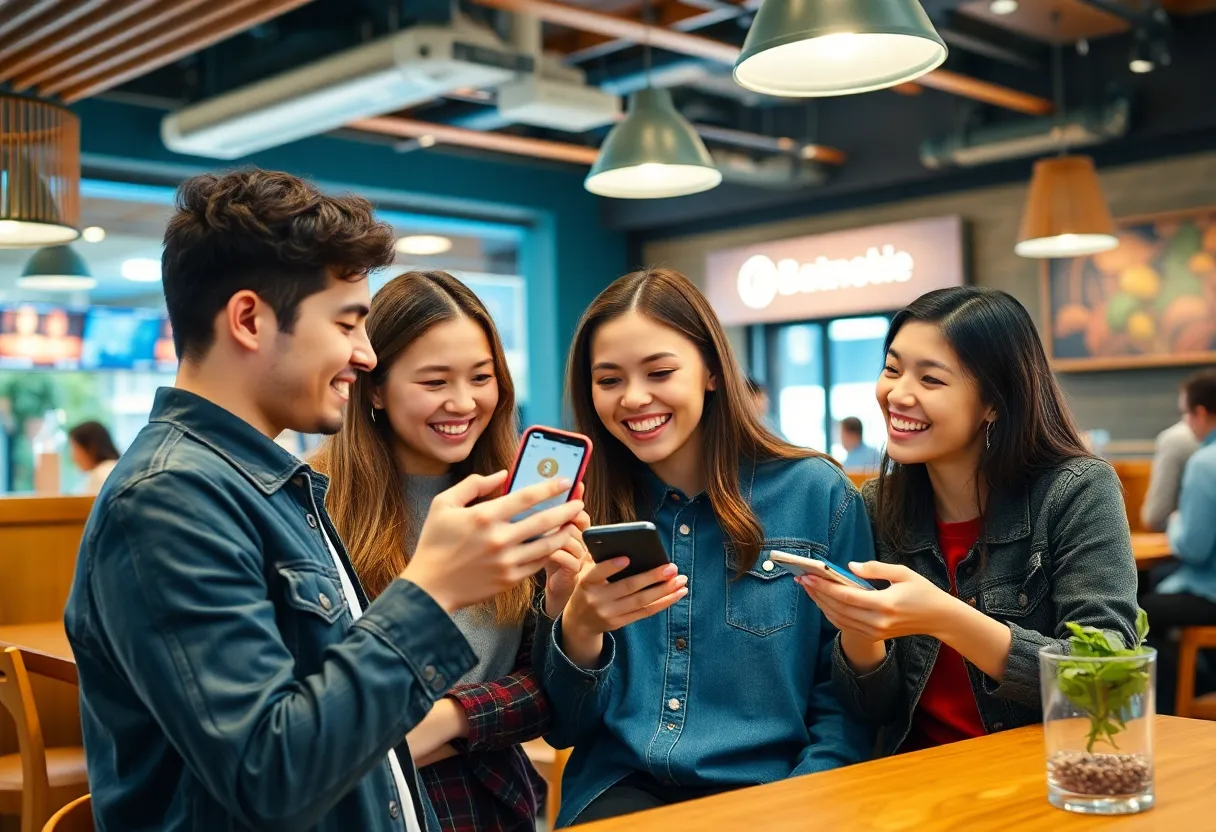 Customers making cryptocurrency payments in a Sacramento restaurant