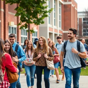Students interacting on San Diego State University campus