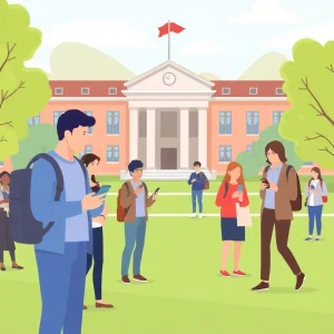 Illustration of SDSU conducting an emergency communication test