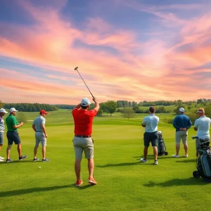 San Diego State Aztecs golf team practicing at a golf course