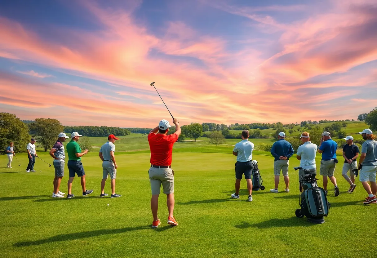 San Diego State Aztecs golf team practicing at a golf course