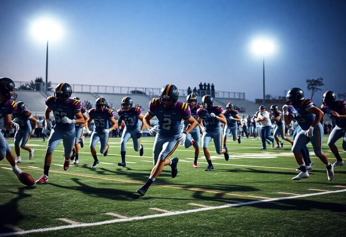 Players competing in a high school football game in Southern California