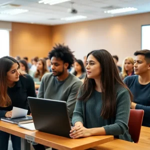 Diverse students engaged in a classroom discussion
