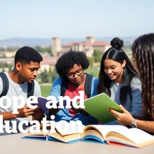 Group of diverse students studying at UC Merced