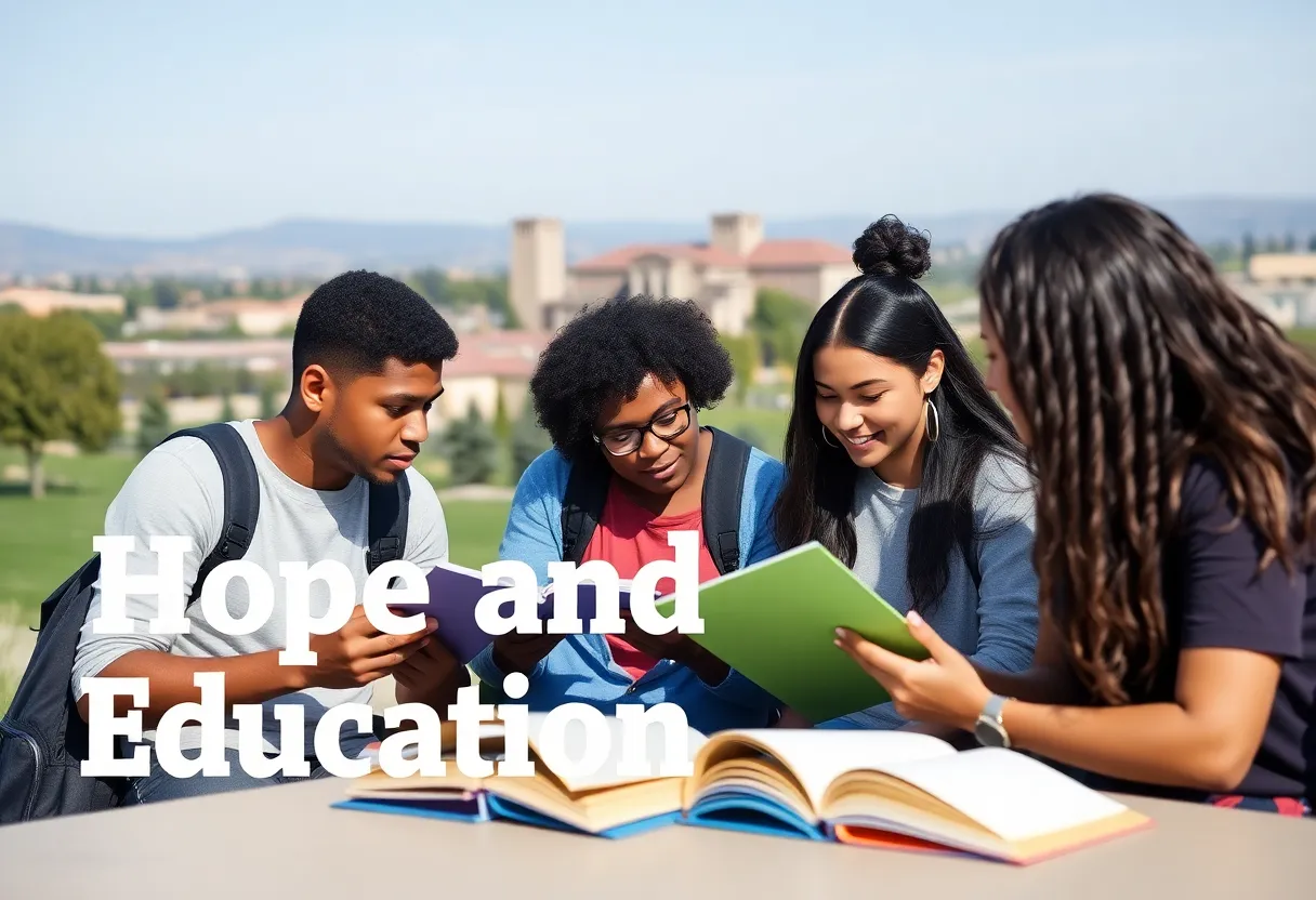 Group of diverse students studying at UC Merced