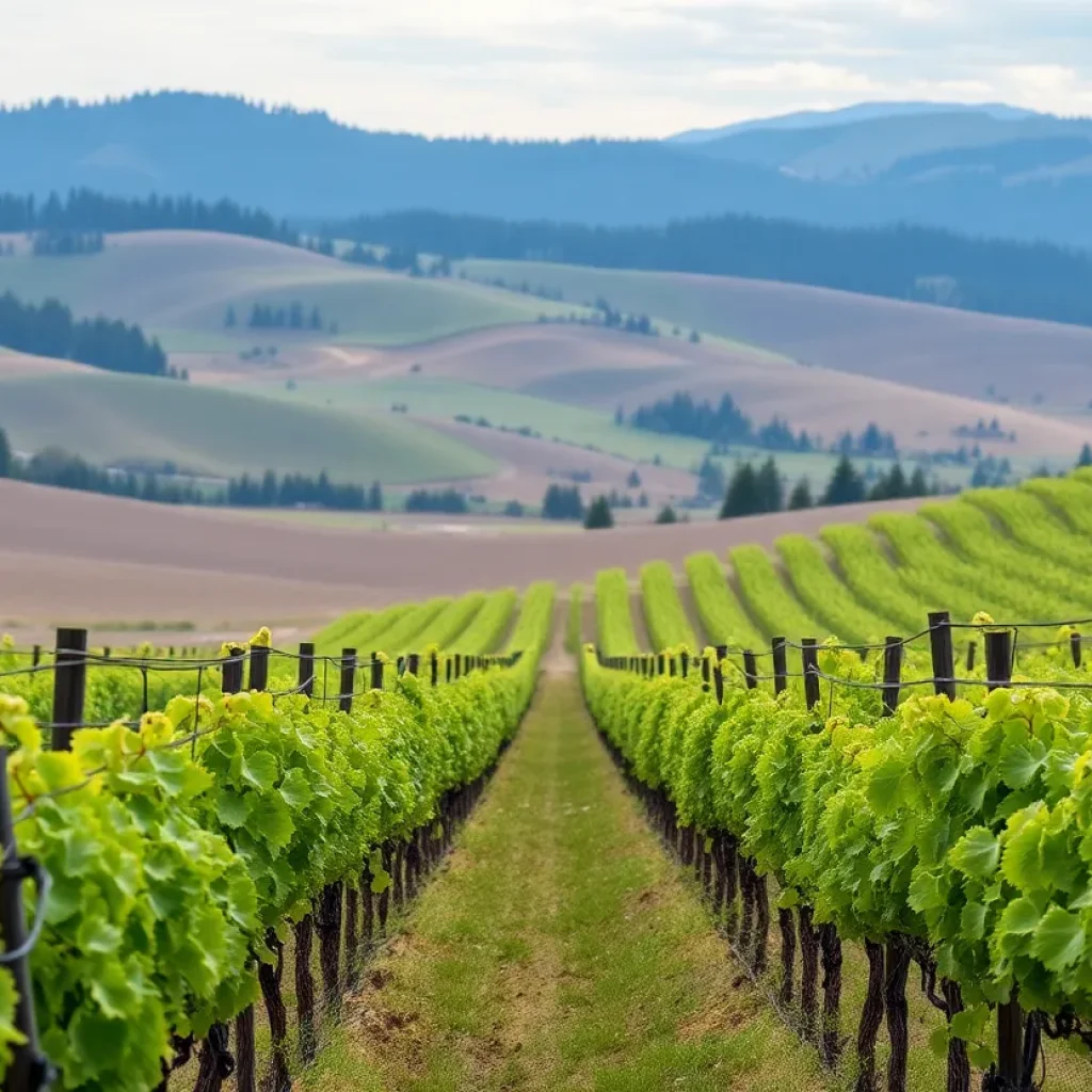Beautiful vineyard landscape in Oregon's South Willamette Valley