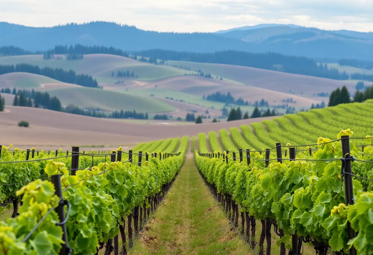 Beautiful vineyard landscape in Oregon's South Willamette Valley