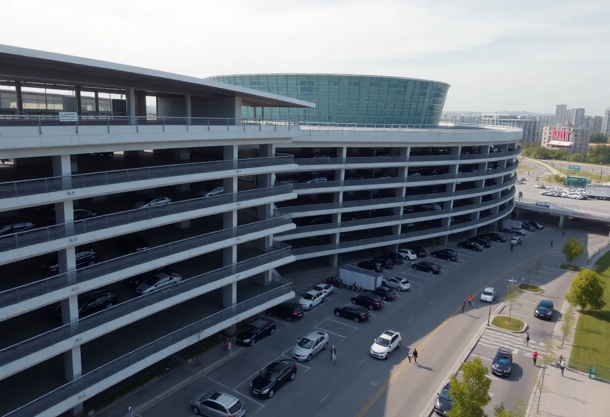 Multi-level parking garages adjacent to Honda Center in Anaheim