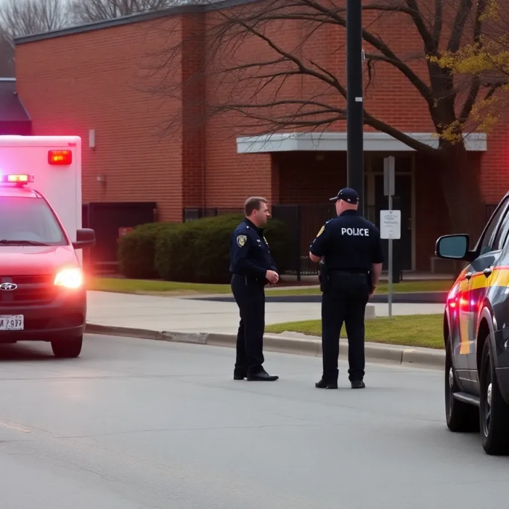 Police near John Marshall Elementary School during an incident
