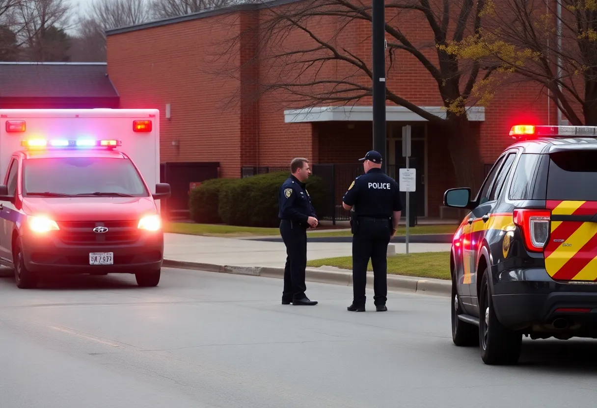 Police near John Marshall Elementary School during an incident