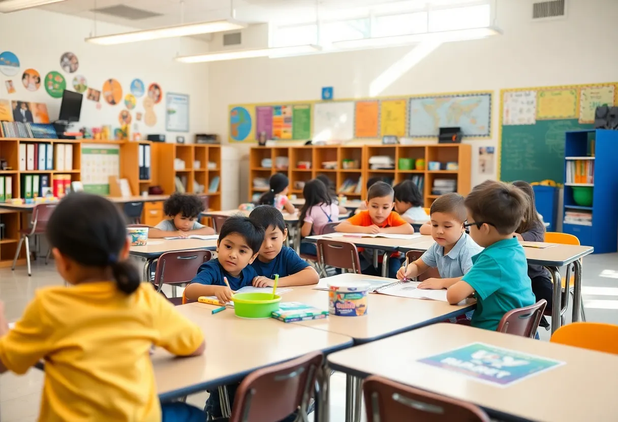 Students engaged in learning activities in Anaheim schools