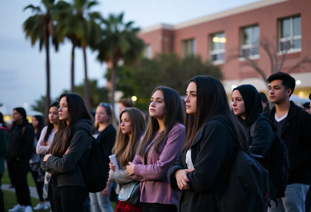 Students on Cal State Long Beach campus reflecting after a tragedy