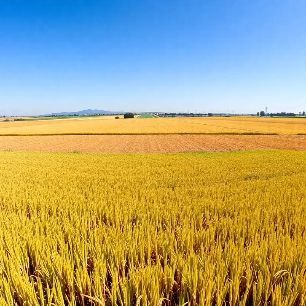 California rice fields illustrating the impact of drought