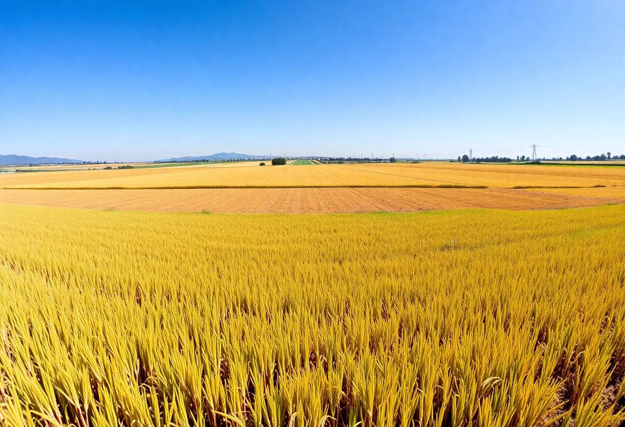 California rice fields illustrating the impact of drought