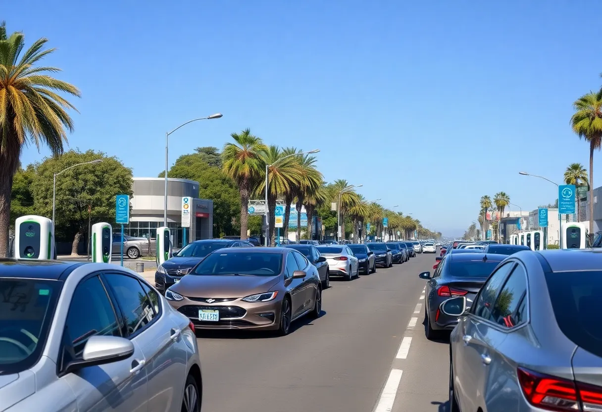 A street in California showing various zero-emission vehicles
