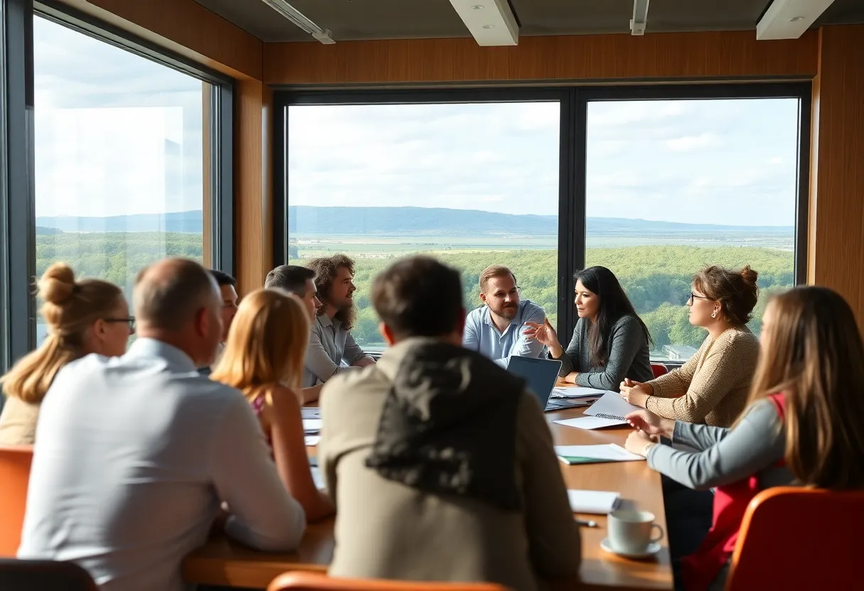Meeting on California climate disclosure regulations with diverse participants.