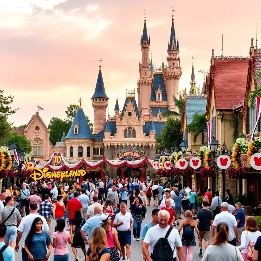 Guests enjoying Disneyland Resort during the 70th anniversary